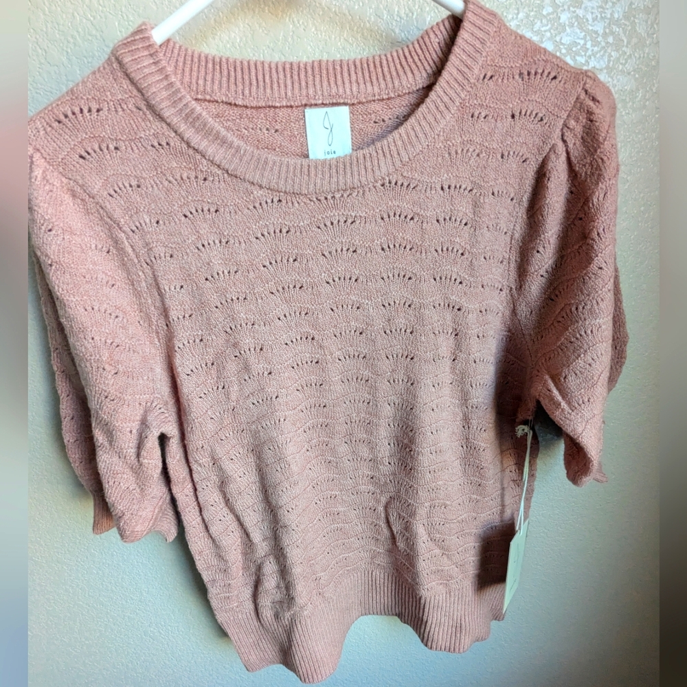 NWT Dusty pink crochet 3/4 sweater